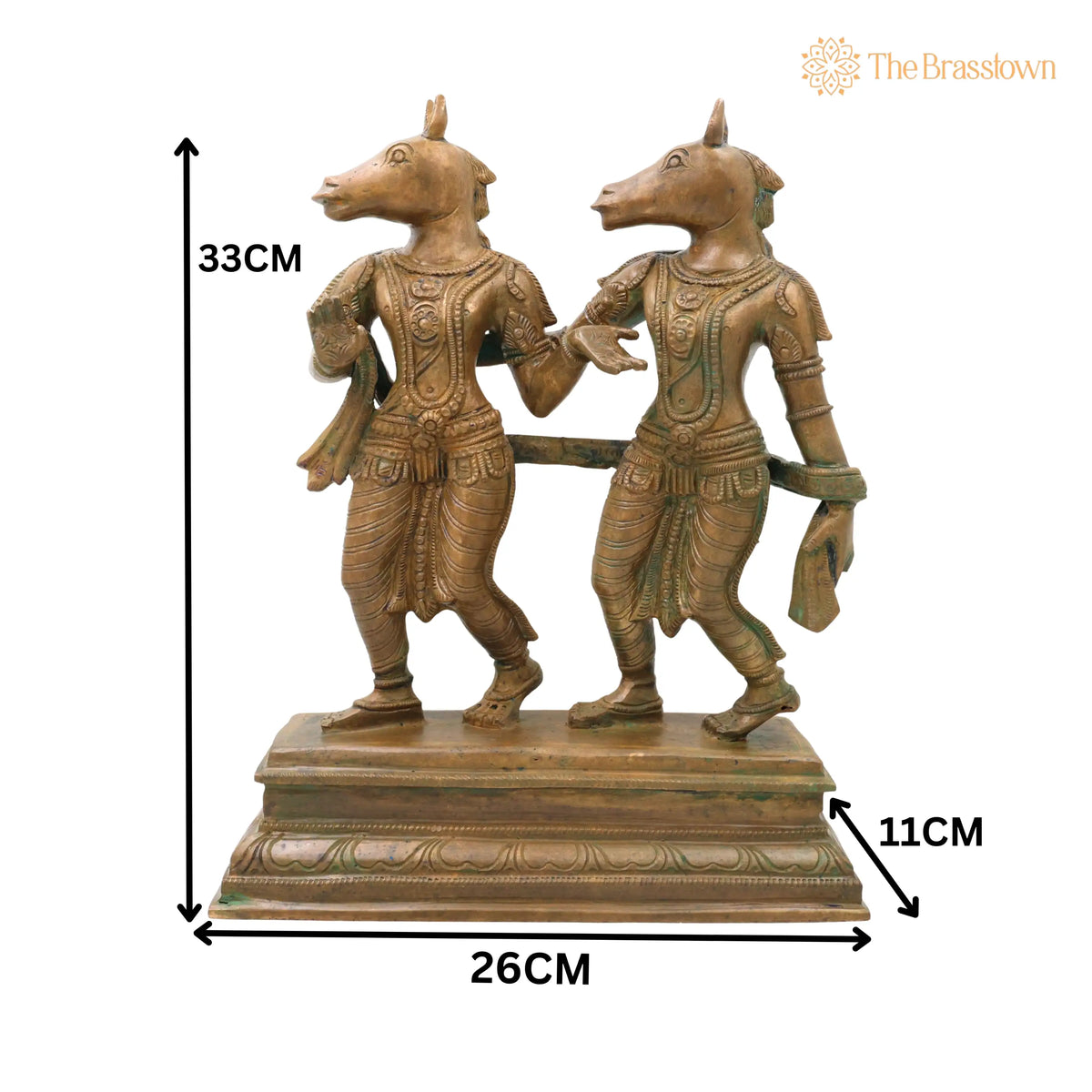 Bronze Ashwini Kumar Idol – Handcrafted Traditional Murti for Puja, Home Mandir &amp; Décor 13 Inch 5