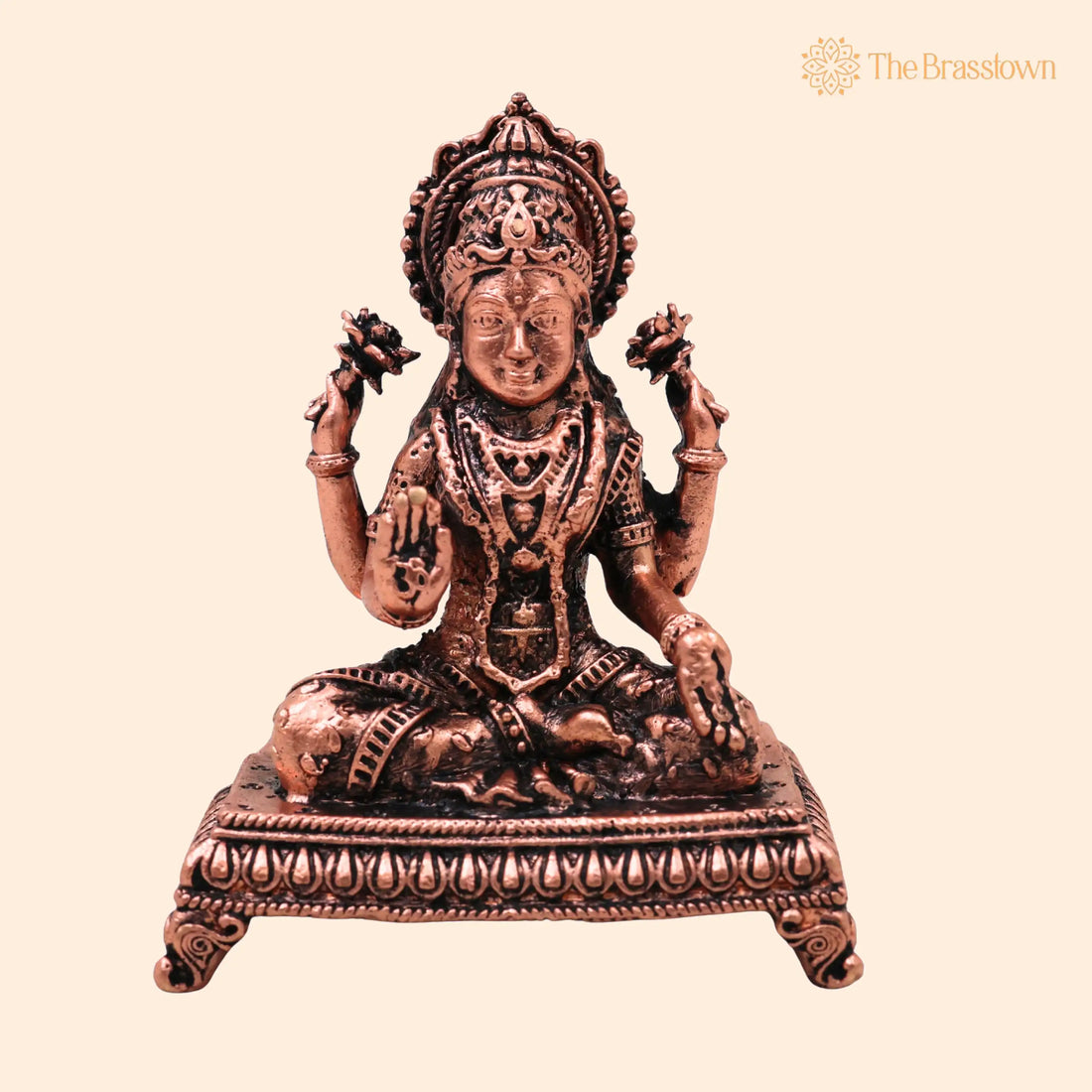 Copper Mahalakshmi Idol – Handcrafted Traditional Murti for Puja, Home Mandir &amp; Décor 3 Inch 1