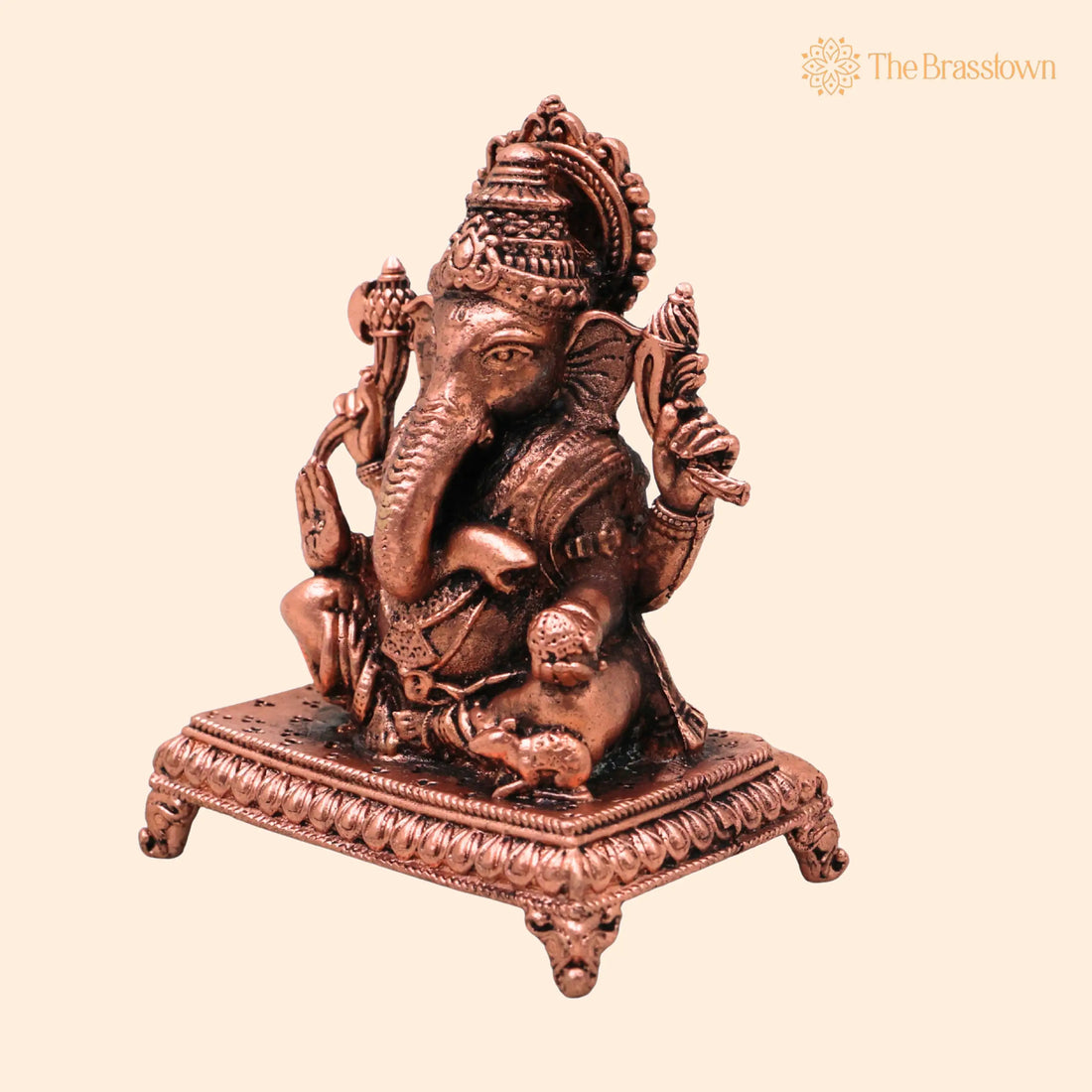 Copper Ganesha Idol – Handcrafted Tamra Ganapati Vinayaka Vighneshwara Siddhivinayak Pillaiyar Murti for Puja Mandir Home Décor Gift 3 Inch 1