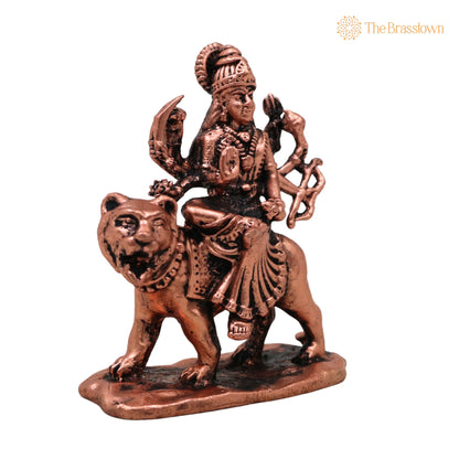 Copper Durga Maa Idol – Handcrafted Traditional Murti for Puja, Home Mandir &amp; Décor 2.5 Inch 2