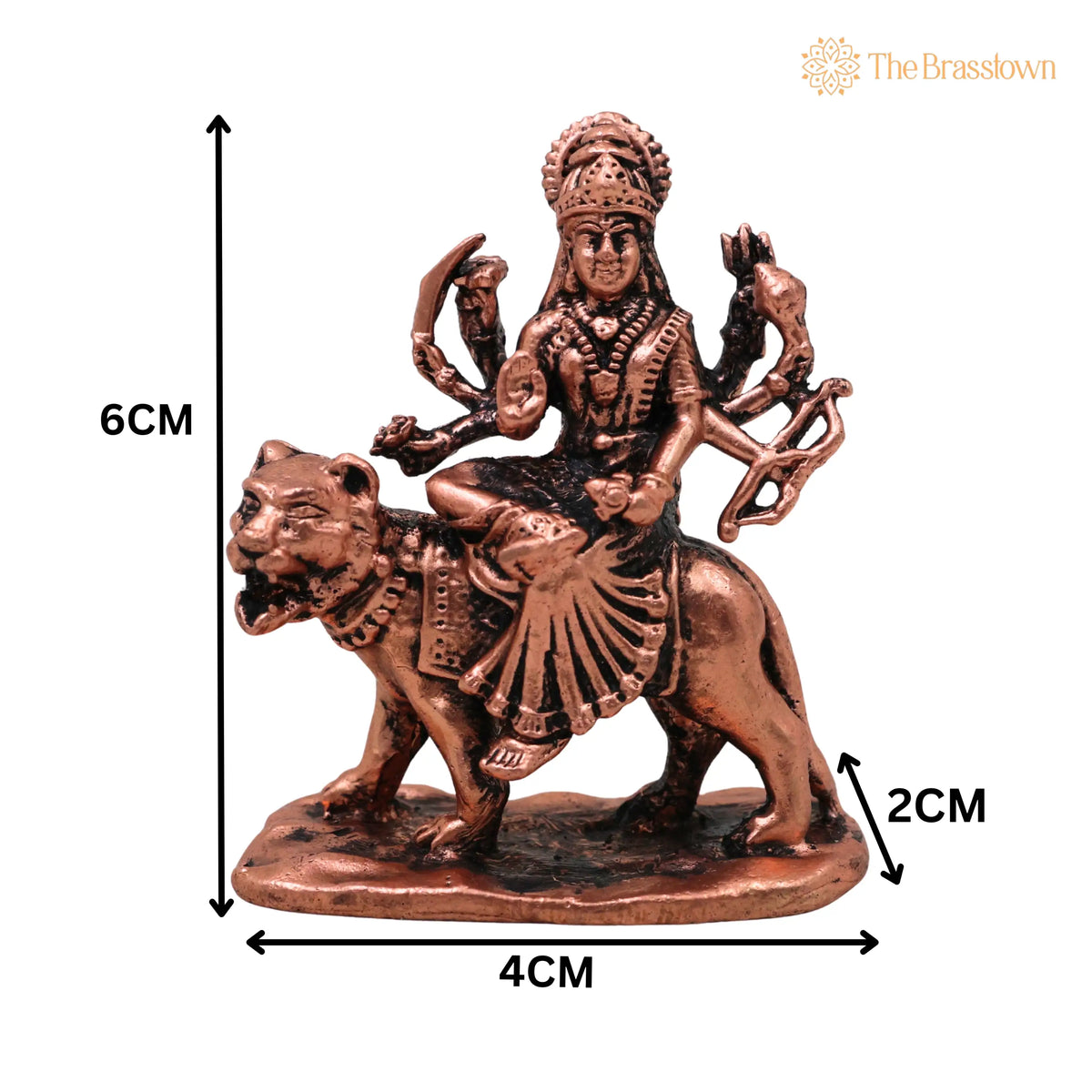 Copper Durga Maa Idol – Handcrafted Traditional Murti for Puja, Home Mandir &amp; Décor 2.5 Inch 5