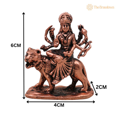 Copper Durga Maa Idol – Handcrafted Traditional Murti for Puja, Home Mandir &amp; Décor 2.5 Inch 5