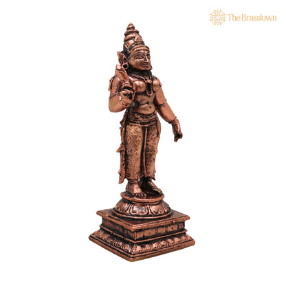 Copper Sri Devi Mahalakshmi Idol – Handcrafted Tamra Lakshmi Devi Murti, Home Mandir Décor &amp; Auspicious Gifts 4 Inch 2