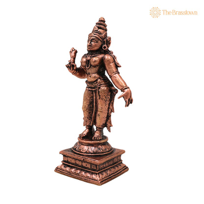 Copper Sri Devi Mahalakshmi Idol – Handcrafted Tamra Lakshmi Devi Murti, Home Mandir Décor &amp; Auspicious Gifts 4 Inch 3