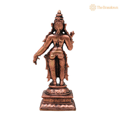 Copper Sri Devi Mahalakshmi Idol – Handcrafted Tamra Lakshmi Devi Murti, Home Mandir Décor &amp; Auspicious Gifts 4 Inch 4