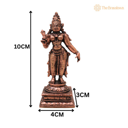 Copper Sri Devi Mahalakshmi Idol – Handcrafted Tamra Lakshmi Devi Murti, Home Mandir Décor &amp; Auspicious Gifts 4 Inch 5