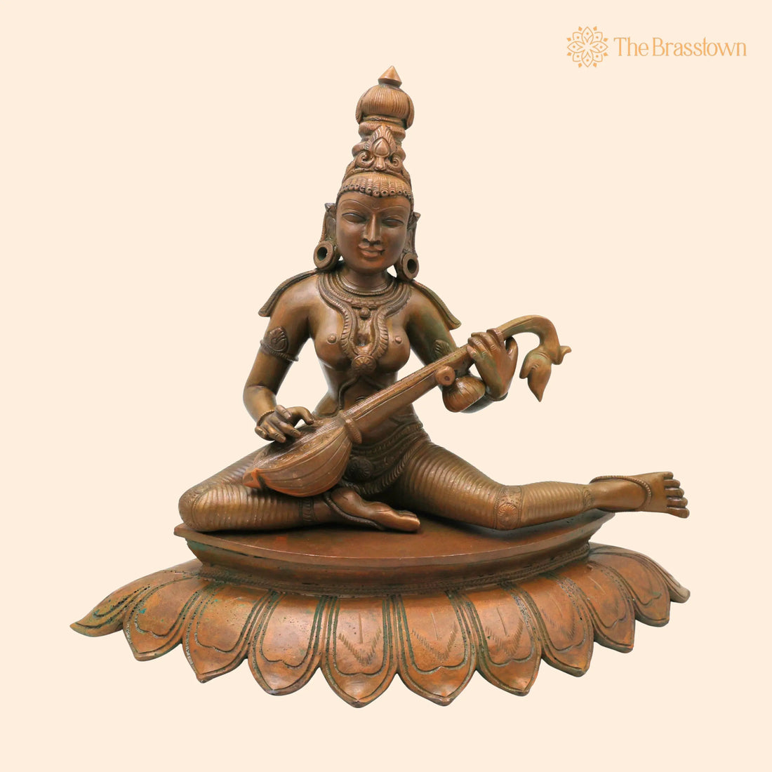 Bronze Saraswati Idol – Handcrafted Traditional Murti for Puja, Home Mandir &amp; Décor 12.5 Inch 1
