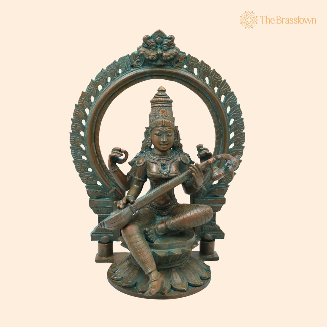 Bronze Saraswati Idol – Handcrafted Traditional Murti for Puja, Home Mandir &amp; Décor 12.5 Inch 1