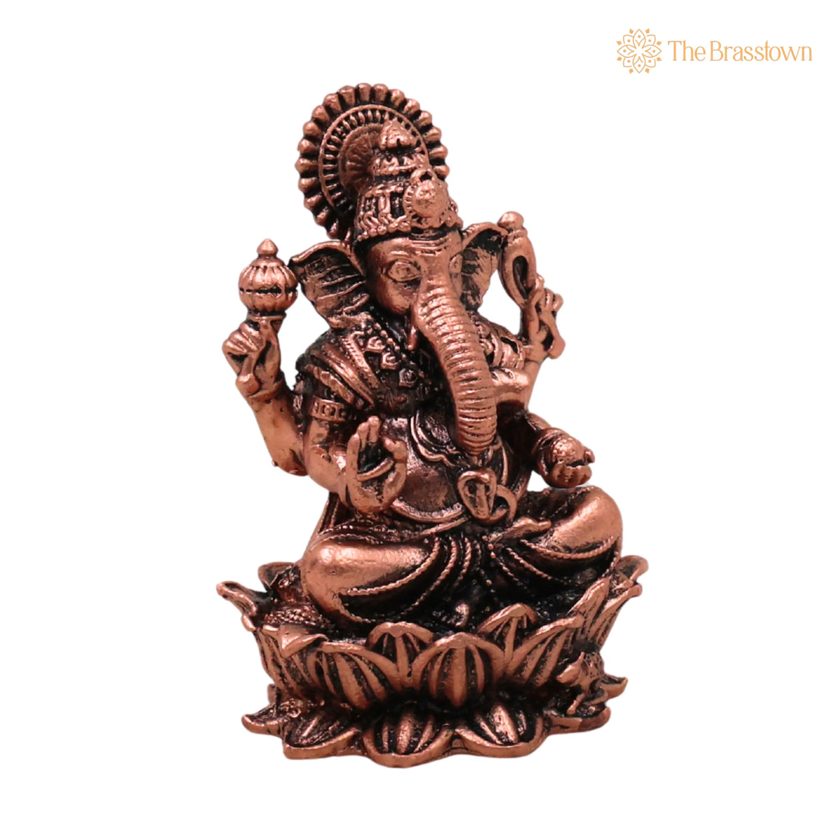 Copper Ganesh Idol – Handcrafted Traditional Murti for Puja, Home Mandir &amp; Décor 2.5 Inch 2