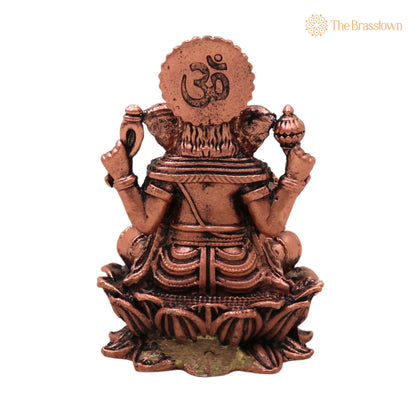 Copper Ganesh Idol – Handcrafted Traditional Murti for Puja, Home Mandir &amp; Décor 2.5 Inch 4