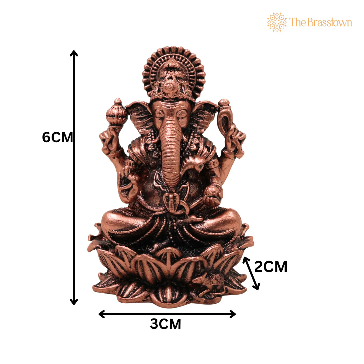 Copper Ganesh Idol – Handcrafted Traditional Murti for Puja, Home Mandir &amp; Décor 2.5 Inch 5