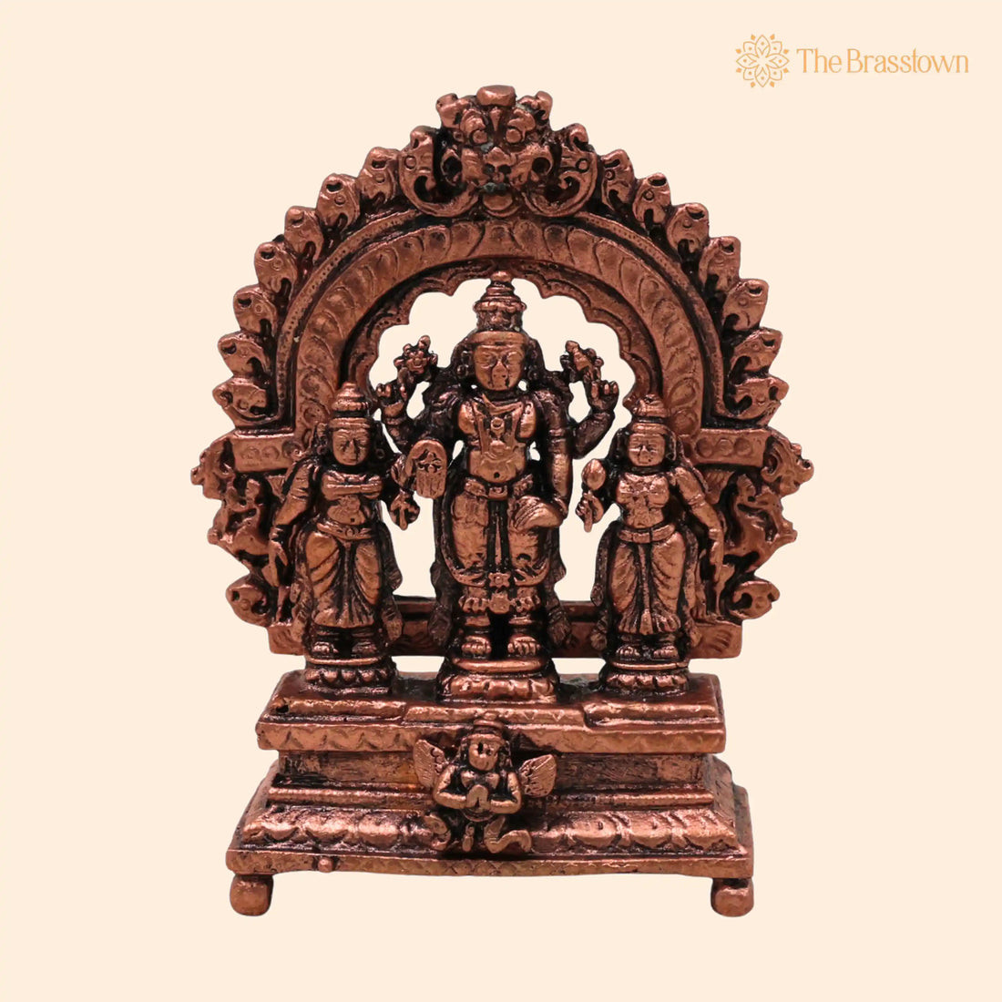 Copper Vishnu Parivar Idol – Handcrafted Traditional Murti for Puja, Home Mandir &amp; Décor 3 Inch 1