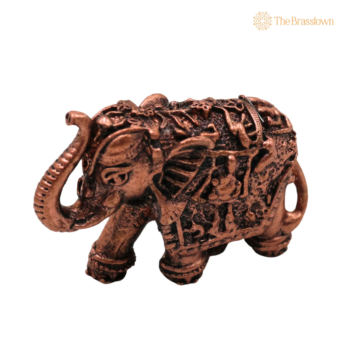 Copper Elephant Idol – Handcrafted Traditional Sculpture for Home Décor &amp; Gifting 1 Inch 3