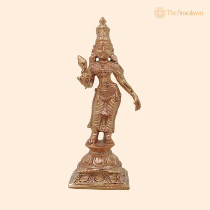 Bronze Shri Devi Idol – Handcrafted Traditional Murti for Puja, Home Mandir &amp; Décor 5 Inch 1