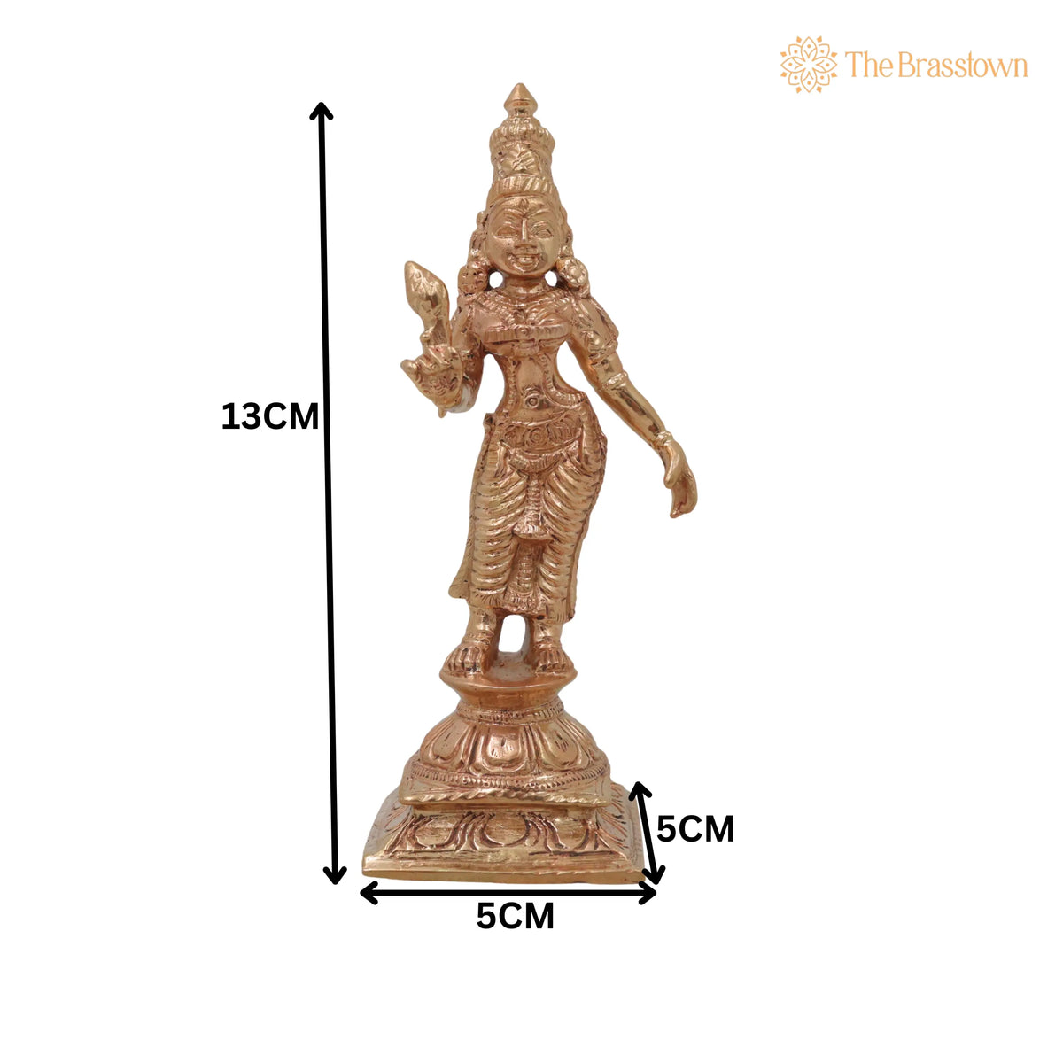 Bronze Shri Devi Idol – Handcrafted Traditional Murti for Puja, Home Mandir &amp; Décor 5 Inch 5