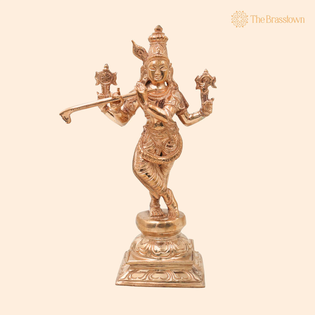 Bronze Lord Krishna Idol – Handcrafted Traditional Murti for Puja, Home Mandir &amp; Décor 10 Inch 1