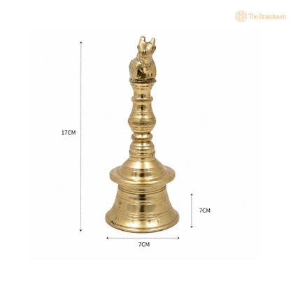Brass Nandi Bull Bell Ghanti – Sacred Nandikeshwara Peetal Pooja Bell for Home Mandir, Temple &amp; Spiritual Décor 6.5 Inch