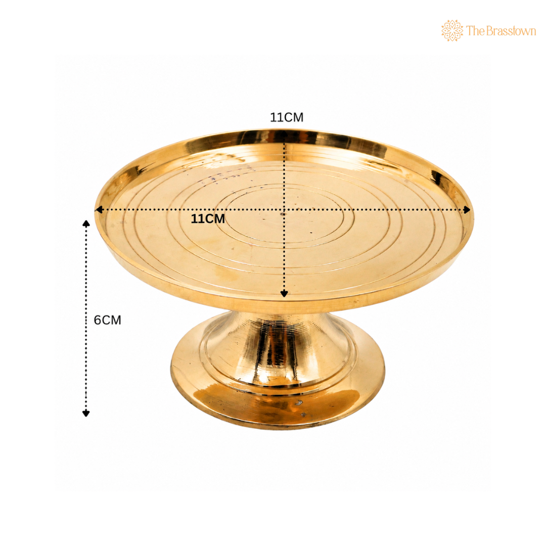 Brass Round Pooja Stand Chowki – Traditional Peetham Singhasan Circular Idol Display Base for God Idols, Diya, Urli &amp; Temple Décor 2.5 Inch