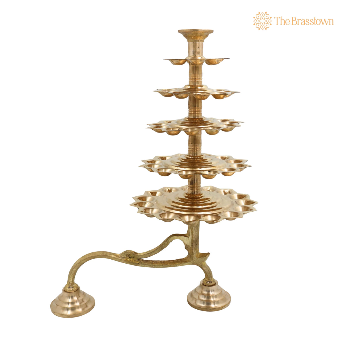 Brass 5 Layer Aarti Lamp – Handcrafted Traditional Pooja Oil Lamp 14 Inch 2