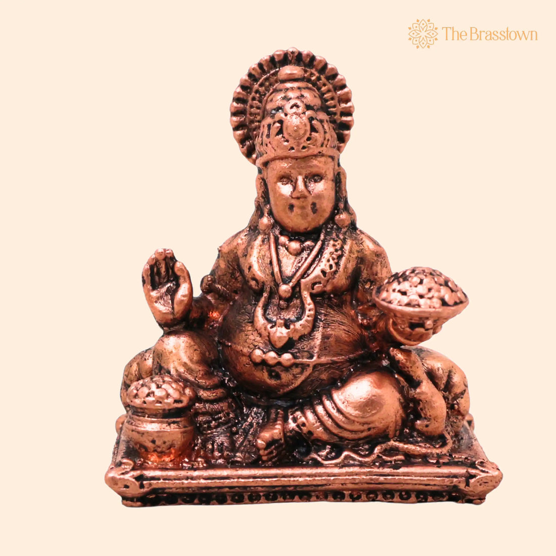 Copper Kuber Kubera Vaishravana Dhanadhipati Wealth God Murti – Handcrafted Tamra Kubera Swami Idol Pooja Vigraham Home Décor Gift Statue 2 Inch 1