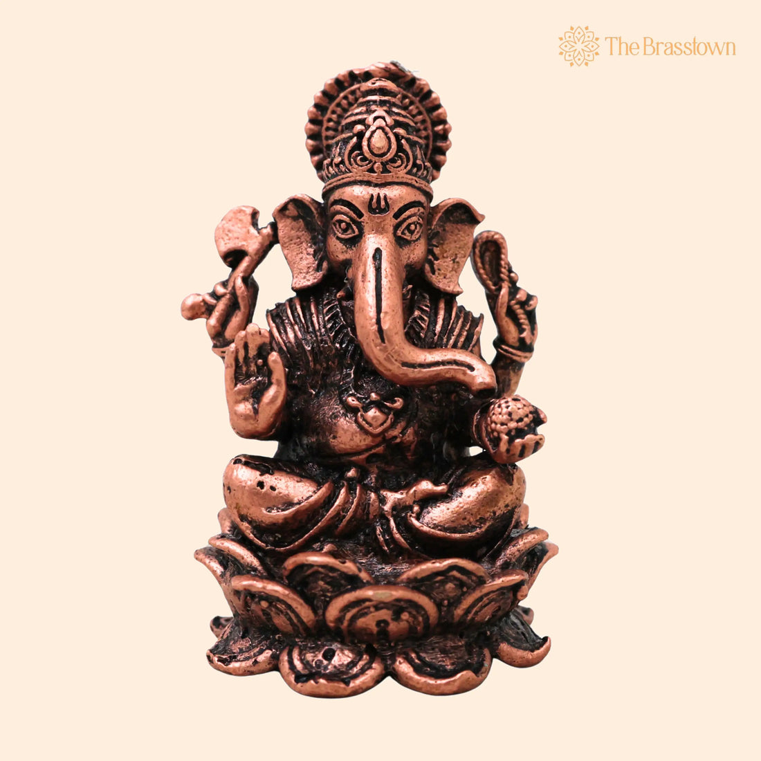 Copper Ganesha Idol – Handcrafted Ganpati Vinayaka Murti Siddhivinayak Pillaiyar Taamra Ganapati Vigraha Puja Home Décor Gift 2.5 Inch 1