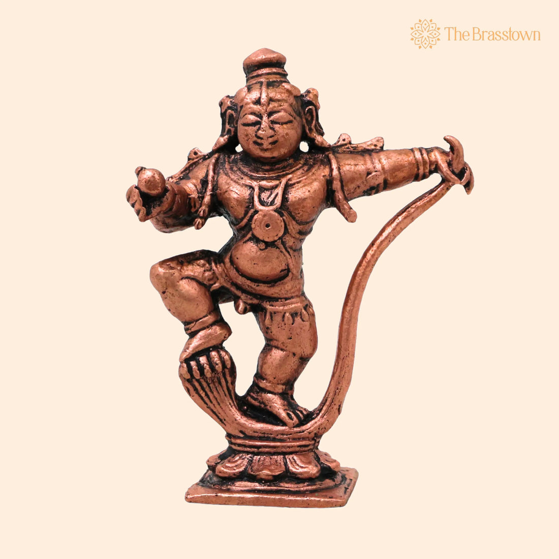 Copper Laddu Gopal Sheshnag Idol – Handcrafted Bal Krishna Ananta Shesha Murti Puja Vigraha Statue Home Décor Gift 3 Inch 1