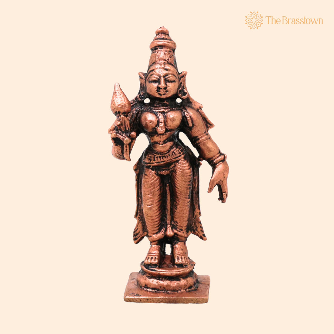 Copper Sri Devi Mahalakshmi Lakshmi Padmavati Andal Idol – Handcrafted Murti Pooja Décor 3 Inch 1