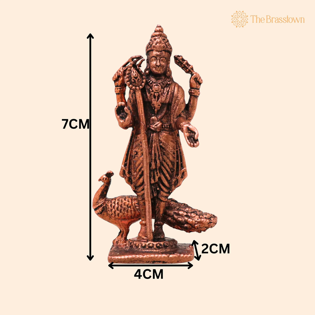 Copper Murugan Idol – Handcrafted Traditional Murti for Puja, Home Mandir &amp; Décor 3 Inch 1