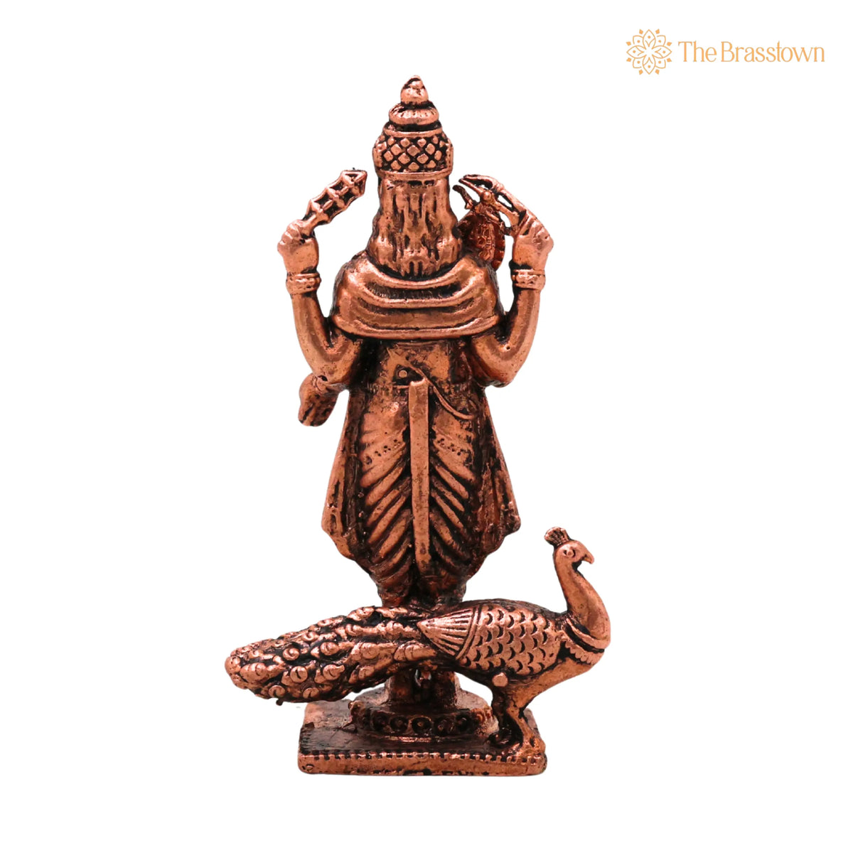 Copper Murugan Idol – Handcrafted Traditional Murti for Puja, Home Mandir &amp; Décor 3 Inch 5
