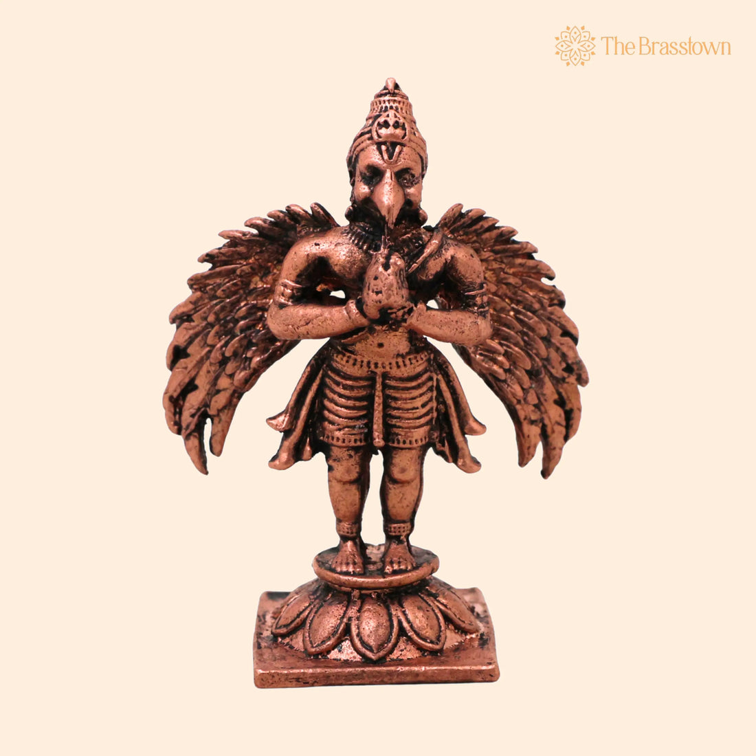 Copper Garuda Vainateya Pakshiraja Murti – Handcrafted Idol Suparna Garutmanta Nagantaka Devata for Pooja Mandir Home Décor 2.5 Inch 1