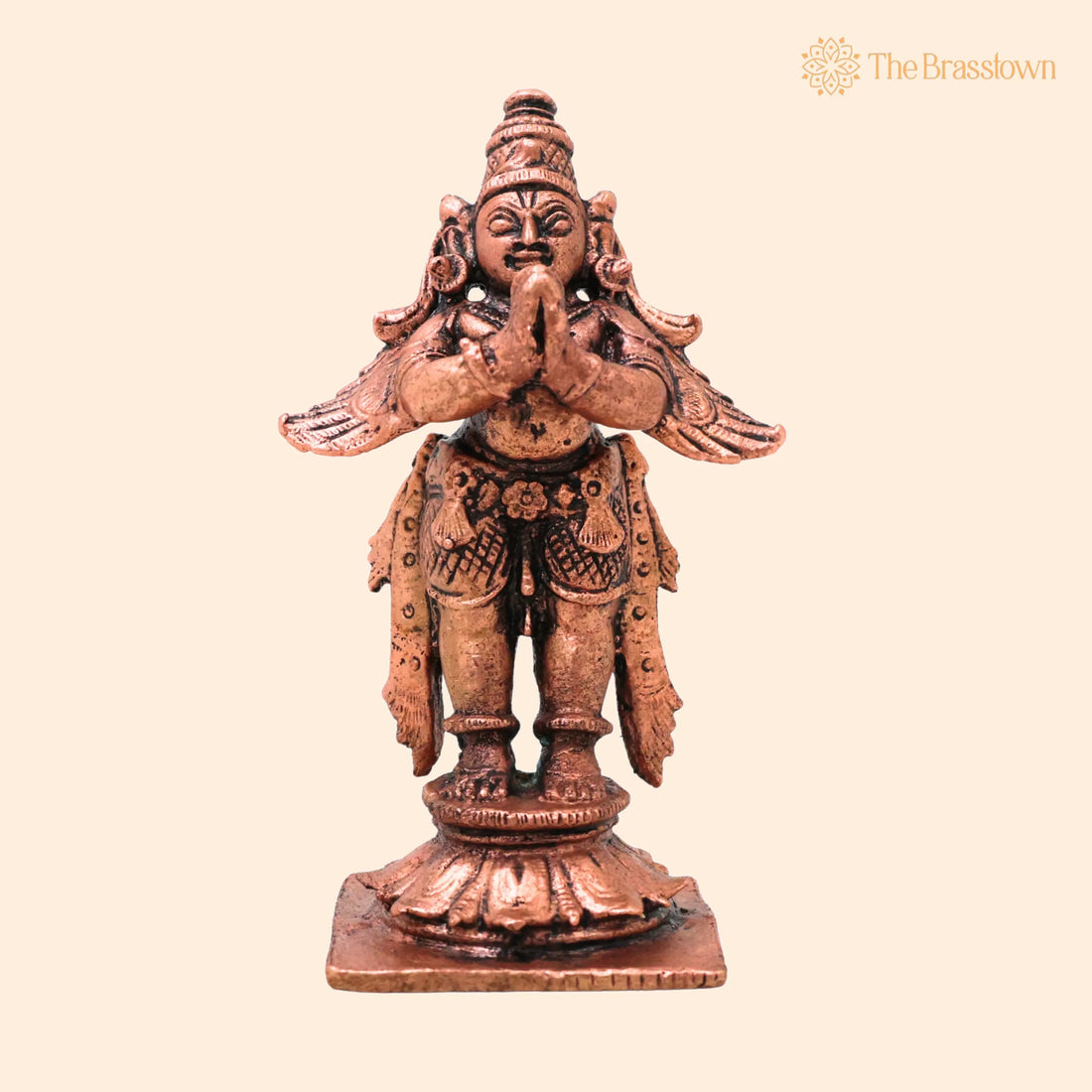 Copper Garuda Vainateya Pakshiraja Murti – Handcrafted Idol Tamra Garutmanta Vigraha for Pooja Mandir Décor 3 Inch 1