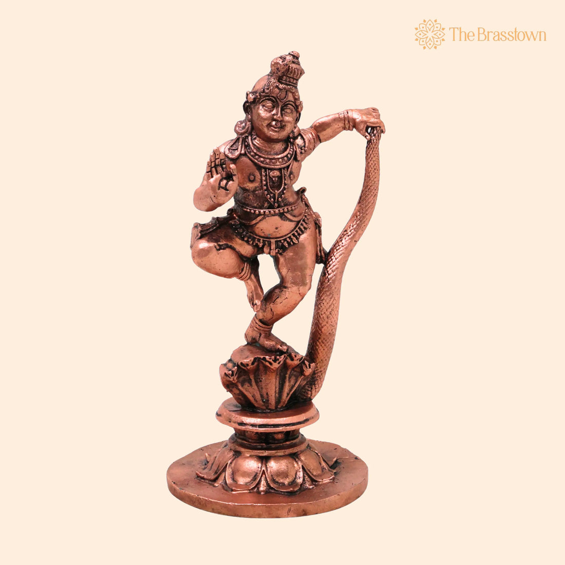 Copper Krishna On Sheshnag Sheshashayi Anantashayana Nagashayana Murti – Handcrafted Idol for Pooja Mandir Décor 6 Inch 1