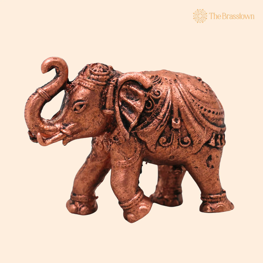 Copper Elephant Idol – Handcrafted Gaj Gajraj Hastin Murti Tamra Pooja Décor Statue 1 Inch 1