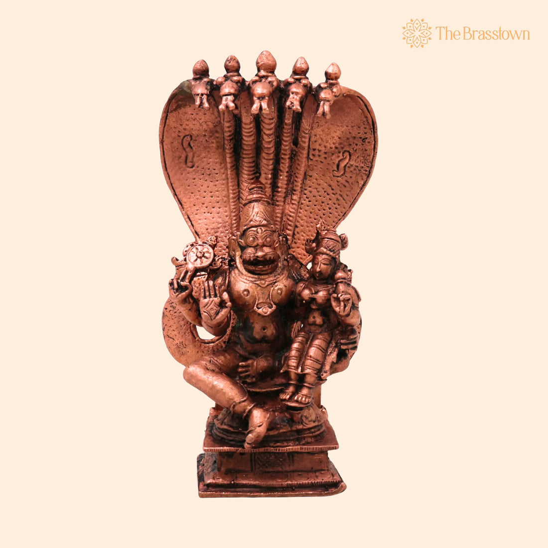 Copper Lakshmi Narasimha Swamy Copper Idol – Handcrafted Ugra Narasimhar Perumal Murti Tamra Vigraha Puja Mandir Décor Statue 6.5 Inch 1