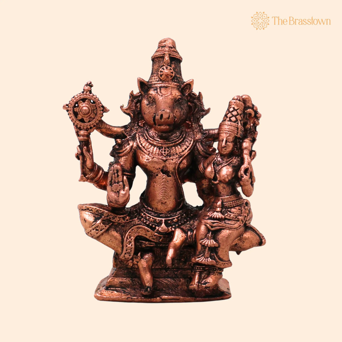 Copper Varaha Lakshmi Devi Ammavaru Talli Murti – Handcrafted Idol Tamra Vigraham Puja Mandir Décor Statue 2.5 Inch 1
