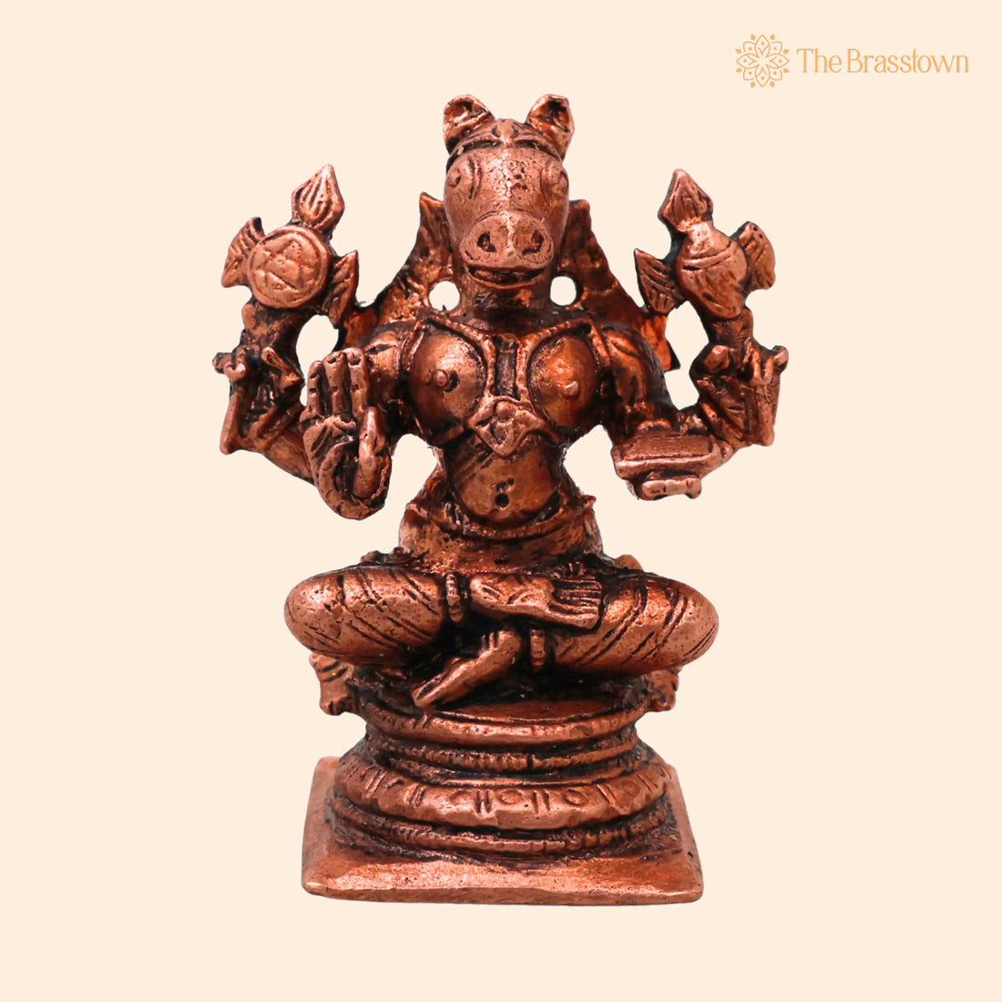 Copper Hayagriva Hayagreeva Lakshmi Hayagriva Murti – Handcrafted Traditional Murti for Puja, Home Mandir &amp; Décor 2 Inch 1