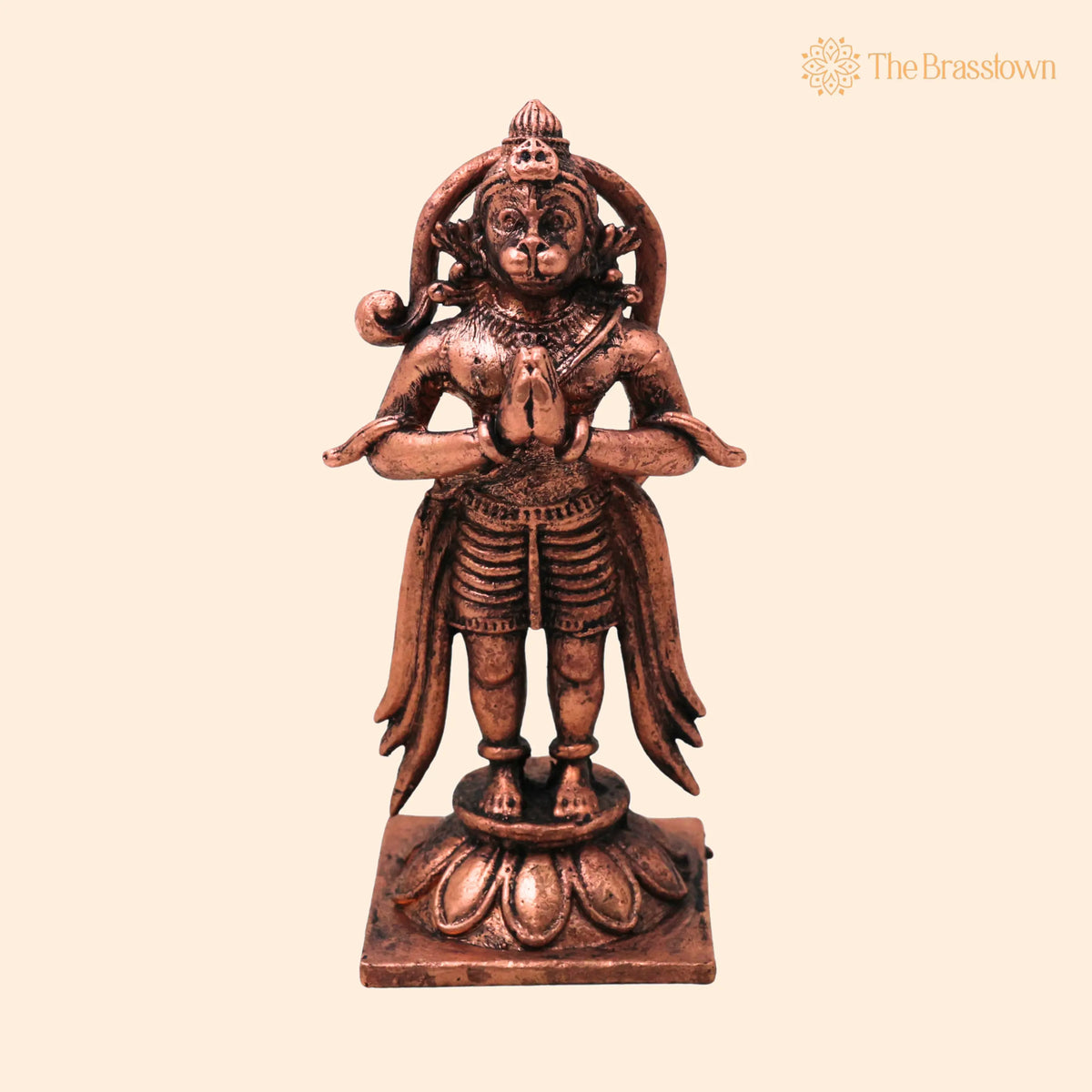 Copper Hanuman Idol – Handcrafted Bajrangbali Anjaneya Maruti Sankat Mochan Murti Pooja Statue Home Décor 3.5 Inch 1