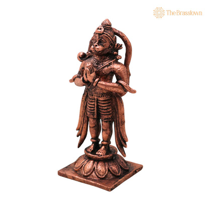 Copper Hanuman Idol – Handcrafted Bajrangbali Anjaneya Maruti Sankat Mochan Murti Pooja Statue Home Décor 3.5 Inch 3