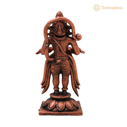 Copper Hanuman Idol – Handcrafted Bajrangbali Anjaneya Maruti Sankat Mochan Murti Pooja Statue Home Décor 3.5 Inch 4