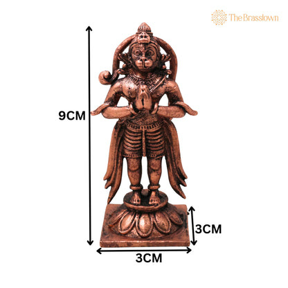 Copper Hanuman Idol – Handcrafted Bajrangbali Anjaneya Maruti Sankat Mochan Murti Pooja Statue Home Décor 3.5 Inch 5