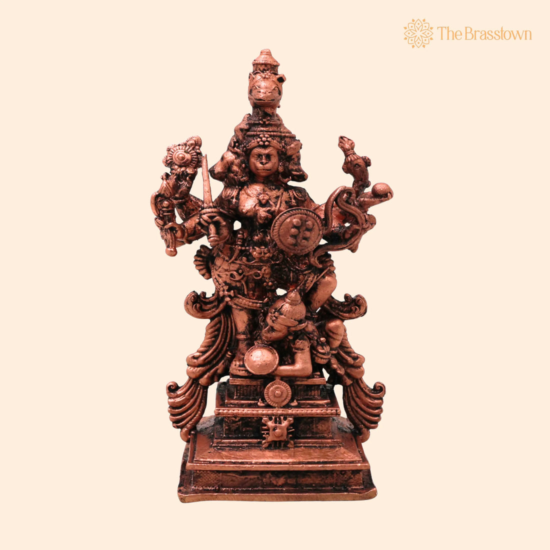 Copper Panchmukhi Veera Hanuman Idol – Handcrafted Panchamukha Anjaneya Swamy Murti Tamra Bajrangbali Maruti Statue Pooja Décor 3.5 Inch 1