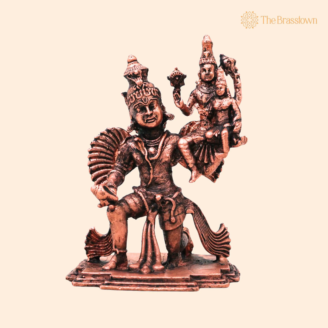 Copper Vishnu Lakshmi Garuda Murti – Handcrafted Traditional Murti for Puja, Home Mandir &amp; Décor 3 Inch 1