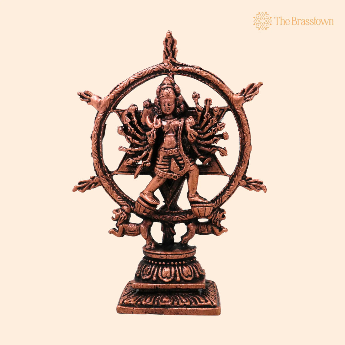 Copper Chakrathalwar Silai – Handcrafted Sudarshana Chakra Idol Vishnu Chakrayudha Sudarshan Chakram Murti for Pooja Décor Statue 3.5 Inch 1