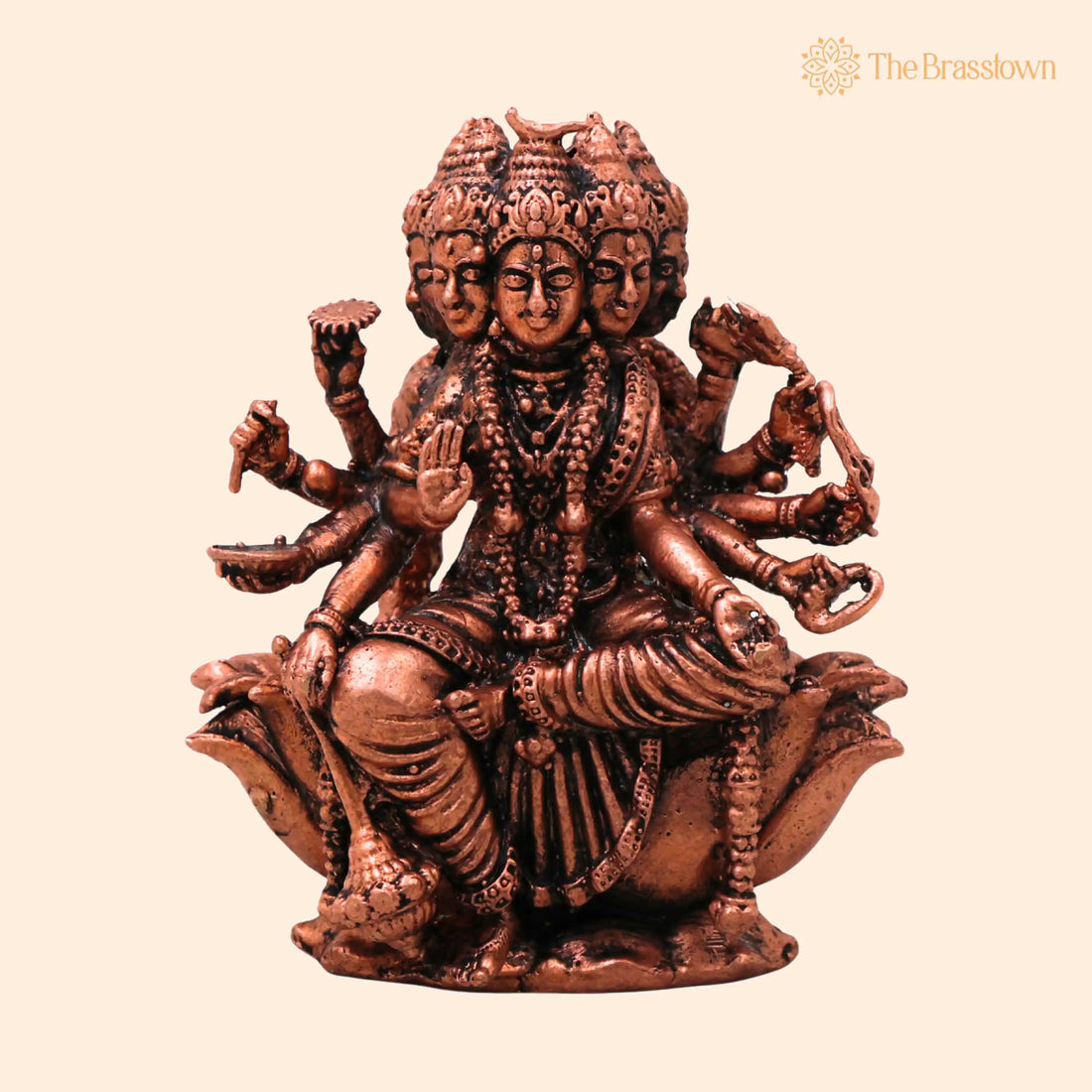 Copper Gayatri Devi Mata Vedmata Savitri Adi Shakti Murti – Handcrafted Idol for Puja Mandir Décor Gift Tamra Vigraha 3 Inch 1