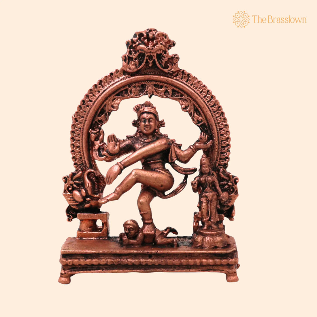 Copper Nataraja Idol – Handcrafted Shiva Ananda Tandava Murti Tamra Nataraj Vigraha Statue for Puja, Home Mandir &amp; Décor 3.5 Inch 1