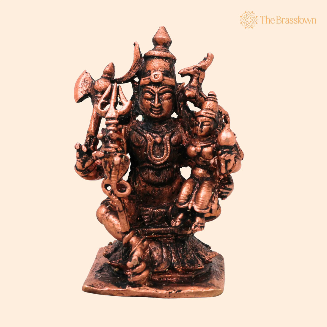 Copper Shiva Parvati Uma Maheshwara Gauri Shankar Shiv – Handcrafted Traditional Murti for Puja, Home Mandir &amp; Décor 3 Inch 1