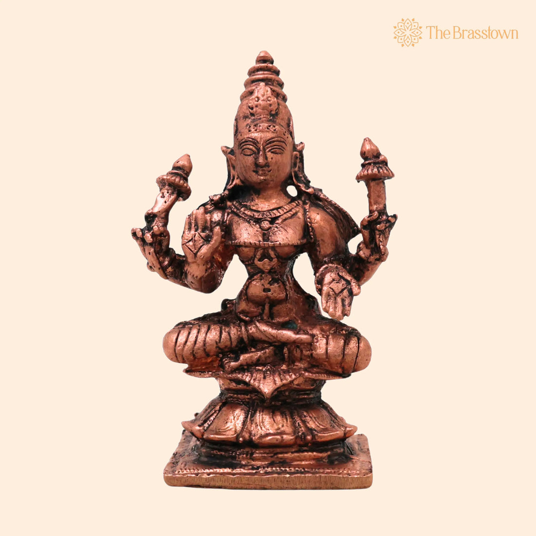 Copper Mahalakshmi Lakshmi Devi Murti – Handcrafted Idol Tamra Lakshmi Mata Kamala Padma Vigraha for Pooja Décor Gift 4 Inch 1