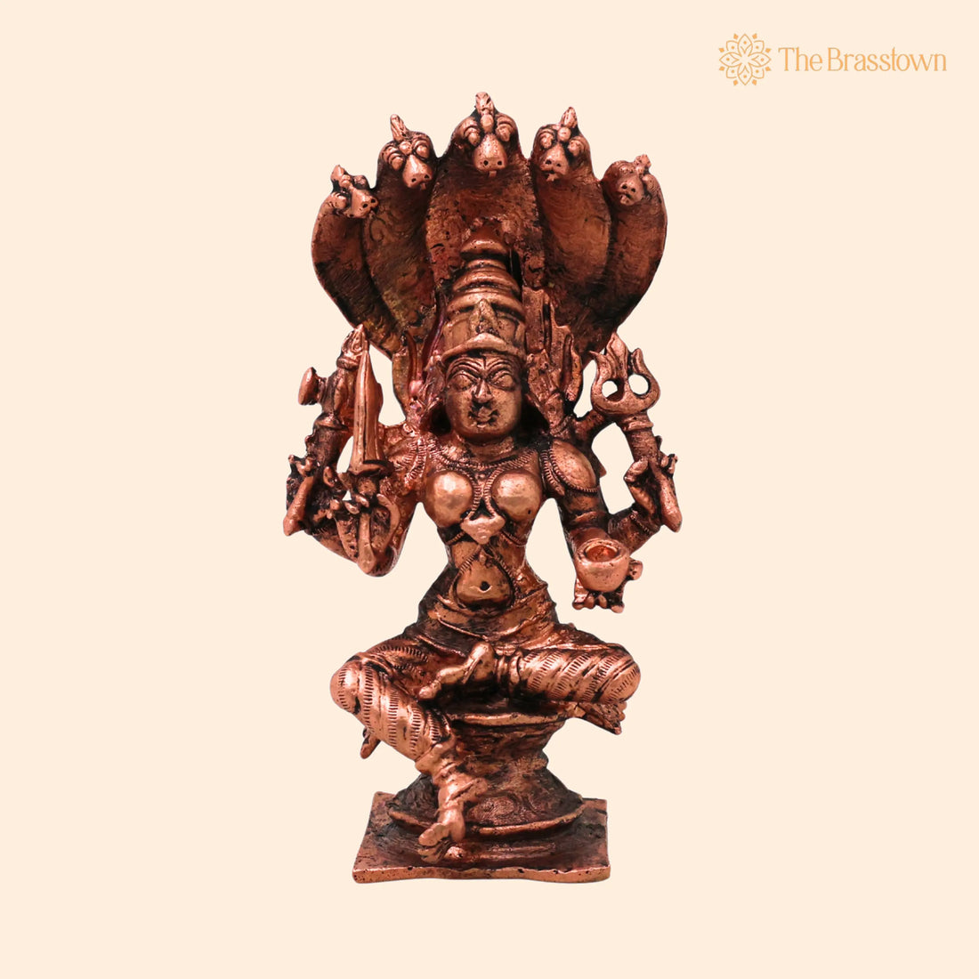 Copper Mariamman Idol – Handcrafted Traditional Murti for Puja, Home Mandir &amp; Décor 4.5 Inch 1