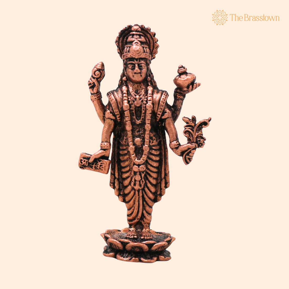 Copper Dhanvantari Bhagwan Murti – Handcrafted Traditional Murti for Puja, Home Mandir &amp; Décor 3 Inch 1