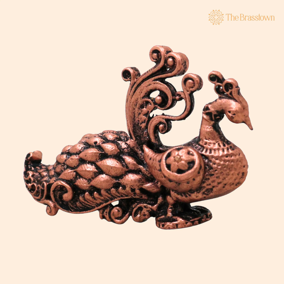 Copper Peacock Brooch Mayur Mor Pankh Pin Traditional – Handcrafted Shilpa Vigraha Pooja Décor 1.5 Inch 1